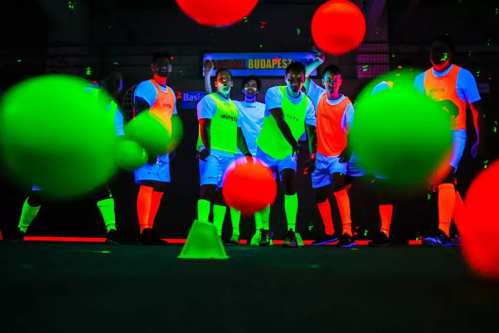 dodgeball fun in uv lights